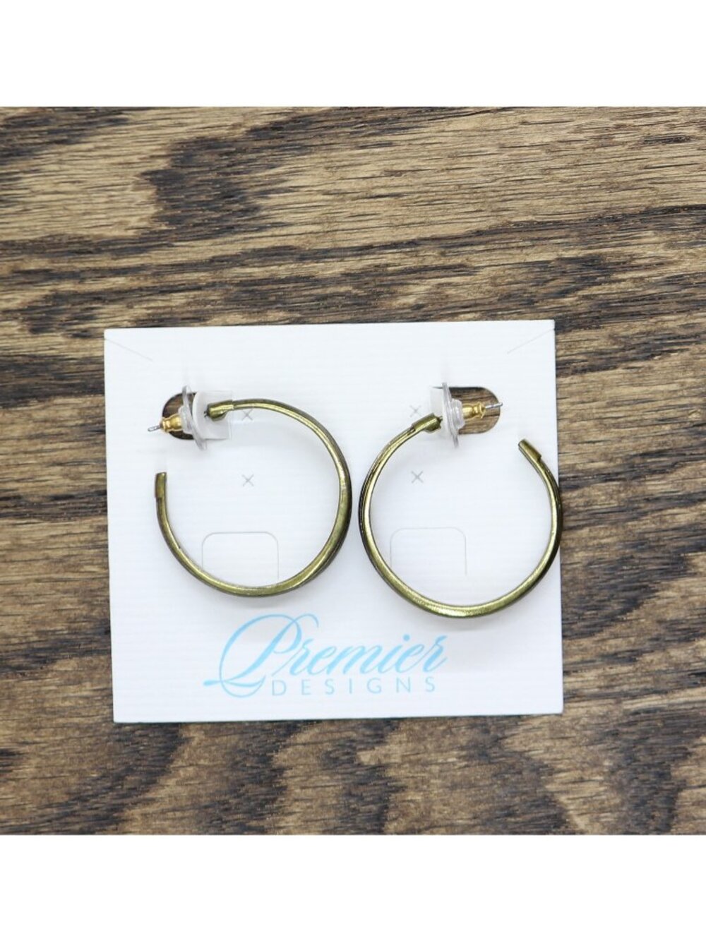 NWT Premier Design Silhouette Textured Hoop Earrings Brass Gold / Yellow 1.5"